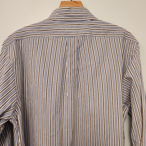 Ralph Lauren Shirt Custom Fit Button Up Blue Striped Mens Medium EUC - Picture 7 of 12